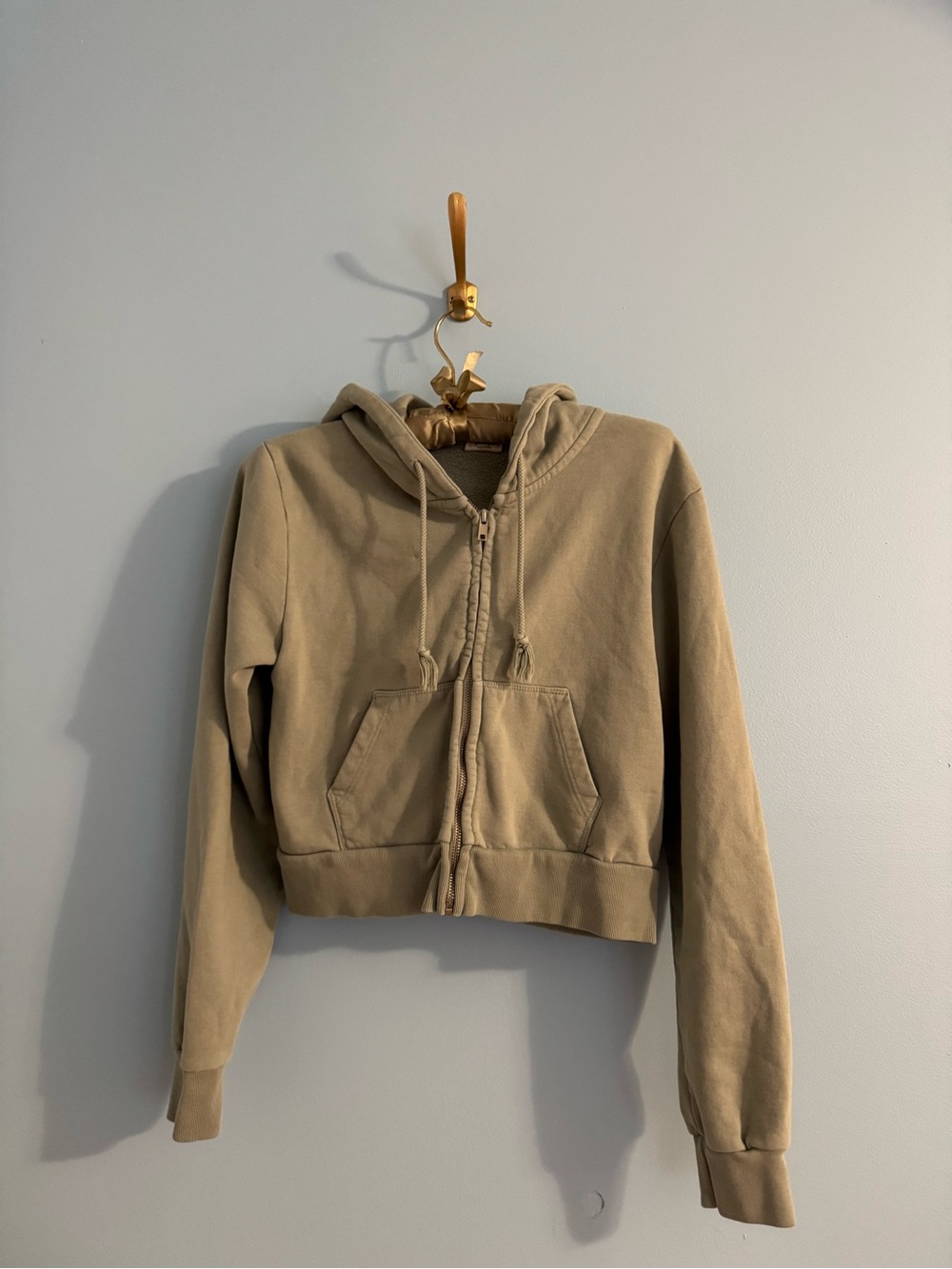 John Galt brandy melville sage green cropped full zip sweatshirt OS